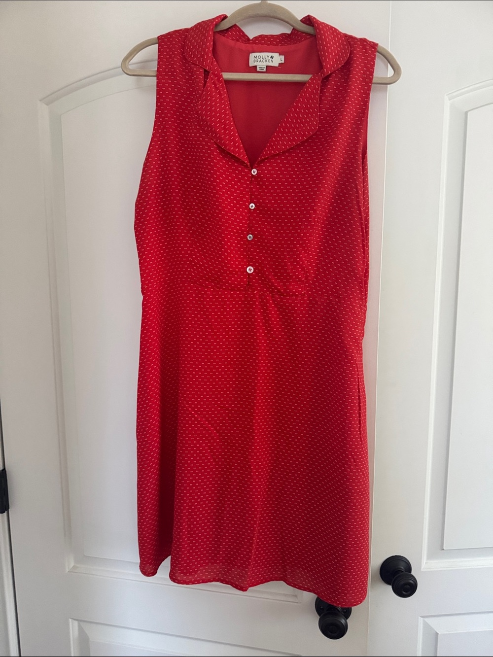 Molly Bracken Red Sleeveless Polka Dot Tunic Dress